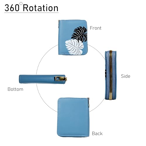 Image of Women Small Wallet Wallets for Girls Credit Card Holder Coin Purse Zipper Small Secure Card Case Cute Wallets Mini Wallets for Women (Blue)
