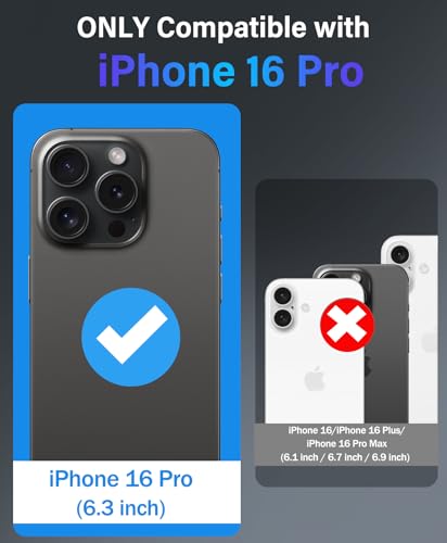 Image of Vihibii for iPhone 16 Pro Case with Slide Camera Lens Cover & Kickstand, [Compatible with MagSafe], Military-Grade Drop Protection, Shockproof Magnetic Phone Case for iPhone 16 Pro 6.3 inch 5g 2024, Black