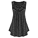 Produktbild KIMODO Damen Shirt Chiffon Bluse Weste Tanktop mit Blumenspitzenherz Vorne V-Ausschnitt Frauen Ärmellose Tops T-Shirt (Schwarz, 4XL)