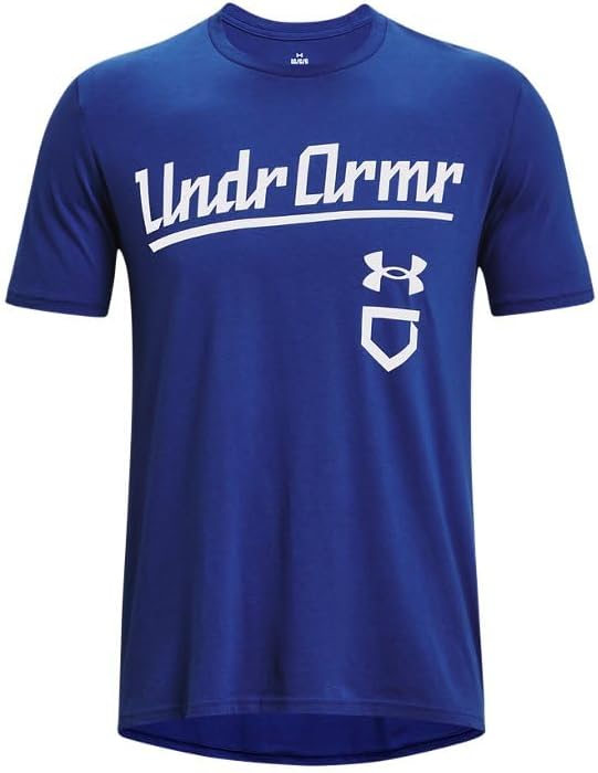 Under Armour Mens UA Baseball Script Short Sleeve T-Shirt - Quick-Drying Cotton Blend