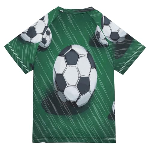 Kids Swimsuit Football Sport Rain Green Sunscreen T-Shirts Swimwear Sets UPF 50+2