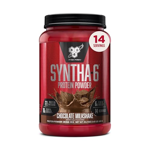 Image of BSN SYNTHA-6 Premium Protein Powder with 6g of Fiber, Whey Isolate, Micellar Casein, Milk Protein Isolate, 5g of Fat, Chocolate Milkshake, 14 Servings, 1.45 Pound (Packaging May Vary)