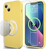 LK for iPhone 13 Case with 2 Pack Glass Screen Protector, Enhanced Camera Cover, Soft Microfiber Lin