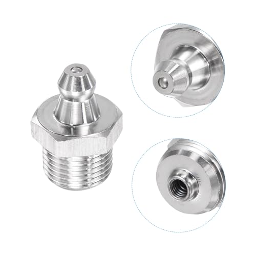 Image of uxcell 6Pcs Metric Stainless Steel Straight Grease Fitting M12 x 1mm Thread Hydraulic Grease Fitting Accessories