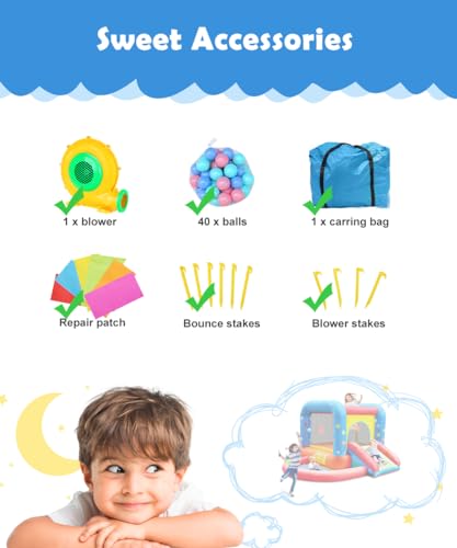 Step4Fun Inflatable Bounce House, Kids Castle Slide Bouncer for Children Jumping Outdoor and Indoor Party, Baby Backyard Water Jumper Toy with Blower, Ball Pit Pool, Ideal Gifts(112 x 98 x 65”) - Image 7