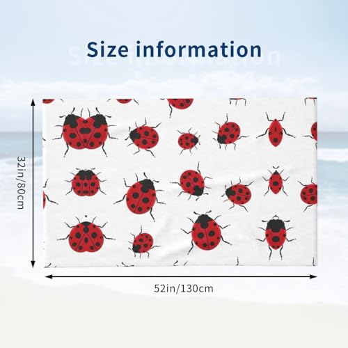Serviette de bain microfibres à imprimé coccinelle séchage rapide pour le sport