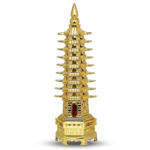 Image of Fengshui Education Tower for Academic Success & Best for Positive Energy Prosperity | Study Table Room Decor 10 Tower (Metal, Golden)