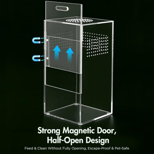 Image of Pre-Assembled Jumping Spider Enclosure, Acrylic Terrarium with Magnetic Door & All-Side Ventilation, Habitat for Spiderling, Mantis, Tarantula, Snail (5 inchx5 inchx10 inch)