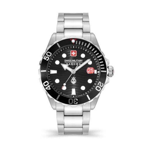 Swiss Military Hanowa Offshore Diver II   Reloj para Hombre con Correa de Silicona o Acero Inoxidable 20 ATM y Cristal de Zafiro, Negro, Pulsera