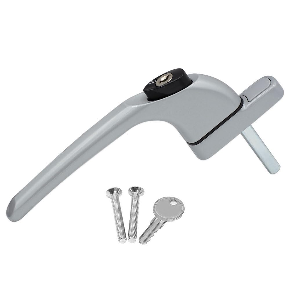 uPVC Universal Window Handle Inline Locking Espag Double Glazing Matte Silver 20mm