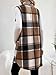 MakeMeChic Women's Maternity Vest Outerwear Plaid Print Collared Button Down Pregnancy Midi Coat Brown Large