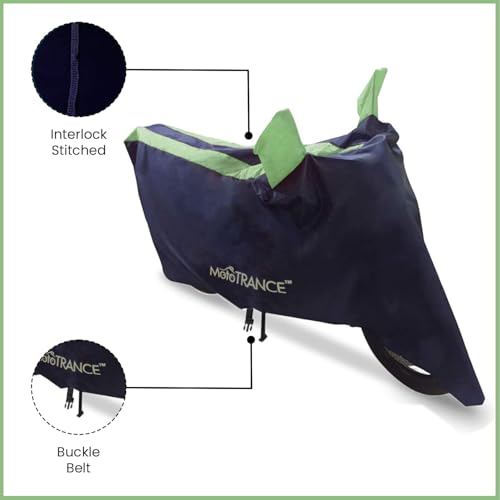 Image of Mototrance All Weather Protection Two Wheeler Cover for All Activa, Scooter, Scooty & Bikes Upto 150CC | Anti Dust, Water Resistant, Heat Resistant, Mirror Pocket Bike Body Cover | Arc Green