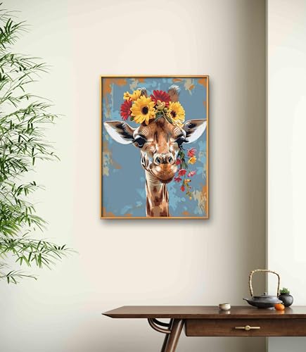 Image of Leczany Cross Stitch Patterns Stamped Kit for Beginners | Embroidery Supplies DIY Craft Kit Needlepoint for Adults Starter | 11CT, 3 Strands | Giraffe 15.8x20.9 inches