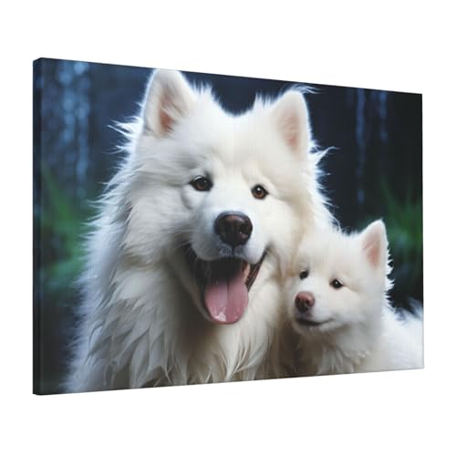 Toile chien blanc decoration murale poster mural suspendre chambre 40x61