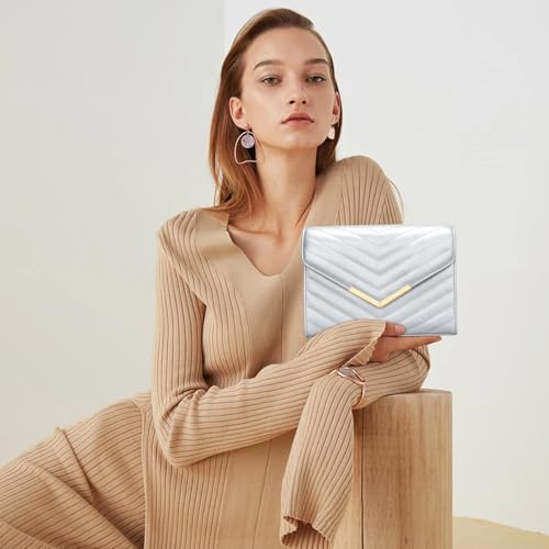 Image of KKXIU Women Formal Vegan Leather Evening Envelope Clutch Purses and Handbags for Party Wedding Prom Bridal