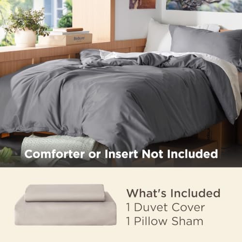 Image of Bedsure Twin /Twin XL Duvet Cover, Double Brushed Bedding Set, Dark Grey | For Kids & Adults, 68 inchx90 inch Comforter Cover, Hotel Luxury, All Season, Breathable, Easy Care, Lightweight, Zipper Closure