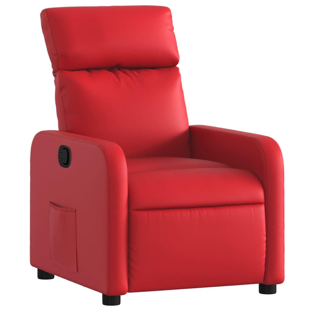 vidaXL Relaxsessel, Sessel mit Liegefunktion, Fernsehsessel Verstellbare Rückenlehne Fußteil, Liegesessel Ruhesessel Polstersessel, Rot Kunstleder