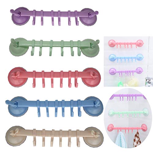Guador Barra para Cocina Con Ganchos 6 Ganchos Multifunctional FÁCil InstalaciÓN Con Ventosa Giratoria Colgador De Utensilios De Cocina para Cocina Dormitorio Baño Y Otros ArtÍCulos para El Hogar