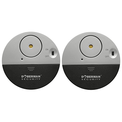 DOBERMAN SECURITY Ultra-Slim Window Alarm 2 PACK with Loud 100dB Alarm and Vibration Sensors – Modern & Ultra-Thin Design Compatible with Virtually Any Window – Perfect for Home, Office, Dorm Room or Even RVs – Model SE-0106-2PK