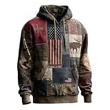 generisch felpa con cappuccio da uomo dal design patchwork – felpa vintage con cappuccio con toppe in stile country e patriotico. maglione robusto per un look accattivante, stil_x01 blu, xl
