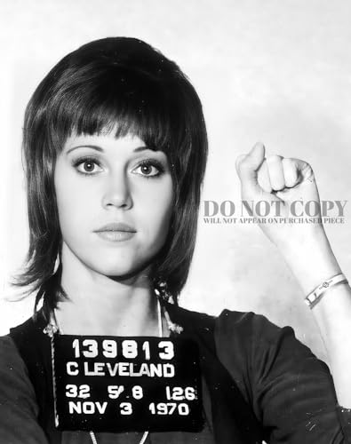 Photo rare Jane Fonda arrestation magnifique tirage d'art bistré 11x14