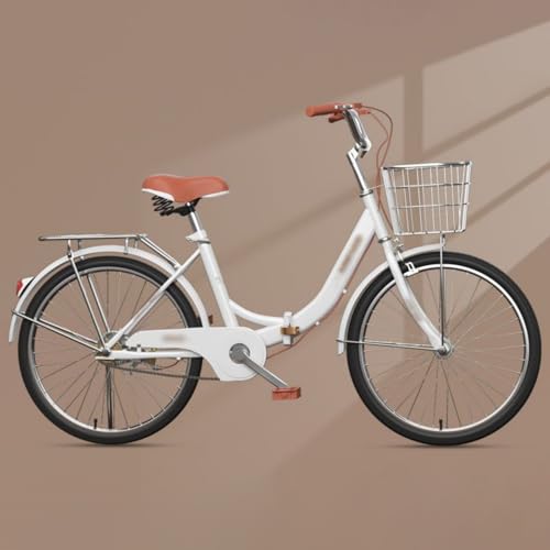 GLSQBVRP Bicicletta Pieghevole Da Donna Da 20', 22', 24', 26', Con Telaio In Acciaio Ad Alto Tenore Di Carbonio E Doppi Freni A Disco, Bicicletta Pieghevole A Velocità Singola E,22 inch