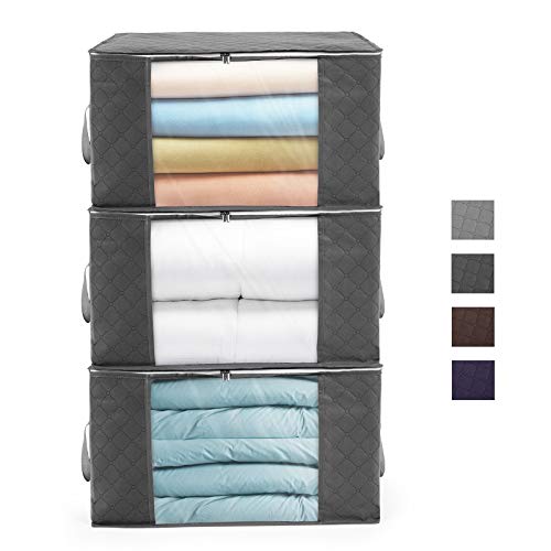SOLEDI Storage Boxes for Clothes 3 Pack, Robust Large Underbed Storage Bags Boxes with Clear Windows, Suitable for Seasonal Clothes, Toys, and Quilt Storage