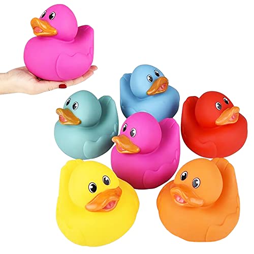 Image of Large Rubber Duck 5.5" Assorted Multicolor Toy Duckies for Kids, Six Solid Colors, Bath Birthday Gifts Baby Showers Classroom Summer Beach and Pool Activity, 5.5" Inch (Single)