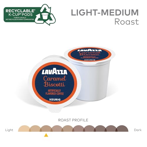 Image of Lavazza Caramel Biscotti Coffee, Single Serve Keurig K-Cup Pods, Flavored Coffee, 60-Count Box (6 Packs of 10)