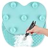 Ranphykx Silicon Makeup Brush Cleaning Mat Makeup Brush Cleaner 9×6.6 inch Big Size Pad Cosmetic Brush Cleaning Mat Portable Washing Tool Scrubber with Suction Cup (A)