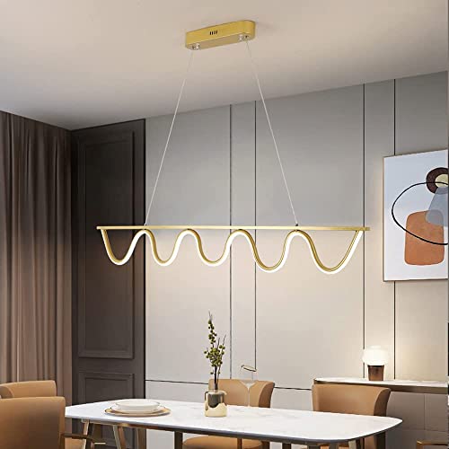 Ayfes 30W Led Tri-Color Light Pendant Light, Modern Linear Metal Chandelier, Creative Adjustable Height Hanging Lamp, For Kitchen Dining Room Living Room Bar Lighting #TOP1