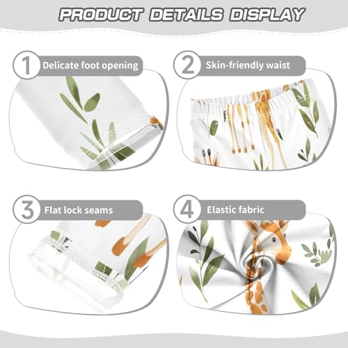 Toddler Girls Leggings Printed Yoga Pants Leggings Brown Giraffe Leaves for Kids3