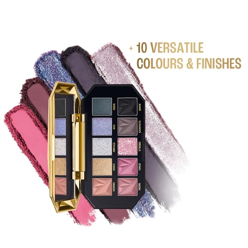 Image of Lakme Be-jewel Multichrome Eyeshadow Palette |10 Rich Shades | Velvety Mattes, Gleaming Shimmers, Marble Tones and High-Impact Foils | - Midnight Metals 12g