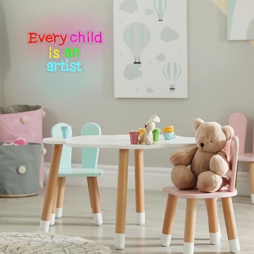 Image of inchEvery Child Is An Artist inch Neon Sign Letter Neon Light for Wall Decor Colorful LED Neon Sign Classroom LED Neon Light Children Neon Signs for Bedroom Kids Room Drawing Room Decor Gift