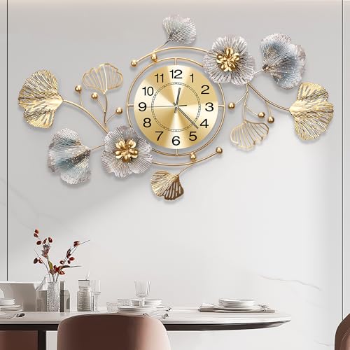 JXQXYN Clocks for Living Room, Large Wall Clock, 3D Silent