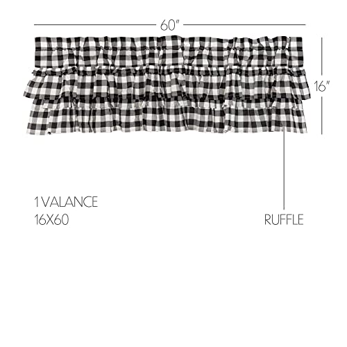 VHC-Brands-Annie-Buffalo-Check-Cotton-Farmhouse-Kitchen-Curtains-Rod-Pocket-Hanging-Loops-Ruffling-16×60-Valance-Black-Country VHC Brands Annie Buffalo Check Cotton Farmhouse Kitchen Curtains Rod Pocket Hanging Loops Ruffling 16×60 Valance Black Country