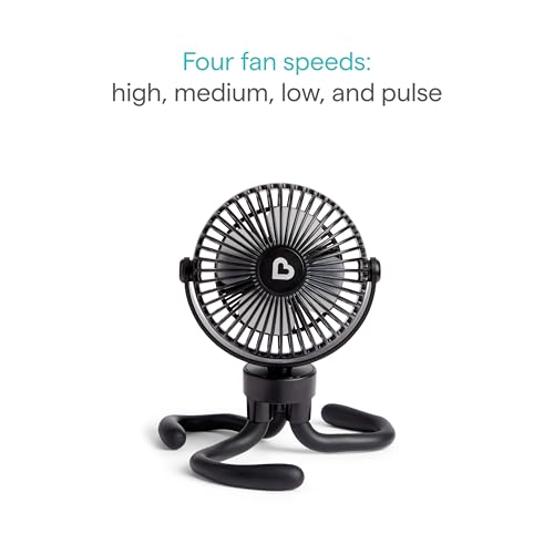 Image of Munchkin Stroller Fan, 4 Speed, Black with Multicolored LED Lights, Small (Pack of 12)