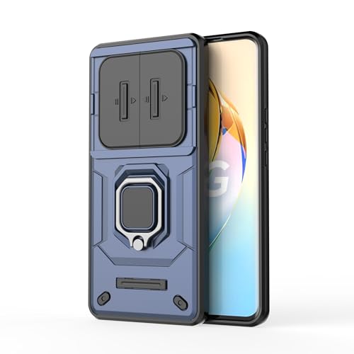 Image of Thermoplastic Polyurethane Camshield Pro Case With Slide Camera Protection And Ring Stand Bumper Back Case Cover For Honor X9B 5G (Blue)