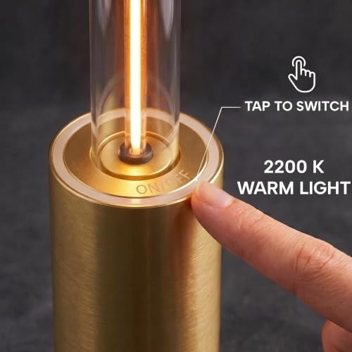 Image of NYRWANA Rechargeable Cordless Table Lamp | 2000mAh Battery | USB-C Charging | Touch Control | Stepless Dimming | Warm LED Bedside Lamp for Bedroom, Living Room, Home Decor (Metal Gold)