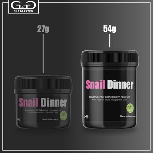GlasGarten Snail Dinner | 54g – Premium Schneckenfutter, Hauptfutter für Süßwasser-Schnecken, aus 100% natürlichen Zutaten gepresst, schonend getrocknet