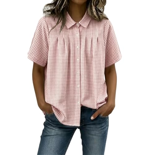 Blouse manches bouffantes à motifs carreaux vichy chic