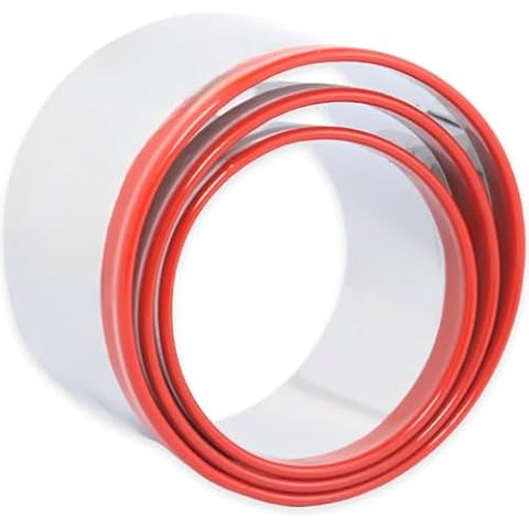3 Pcs Round Cookie Cutters - Circle Biscuit Cutter for Baking, 0.4mm Food-Grade Stainless Steel, Red Soft Rubber Top for Protection Cover