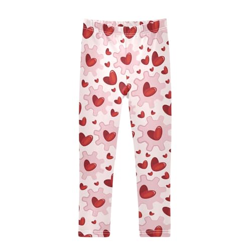 Pink Bolt Heart Girls Leggings,Workout Leggings for Girls Toddler Athletic Leggings Size for 3-10T