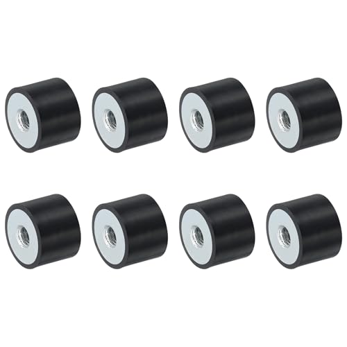 QUARKZMAN 8 Stück 20 x 15mm M6 Gewindebuchsen aus Gummi, Schwingungsisolatoren, Ersetzt Antivibrationspads Flacher Silentblock Basisblock