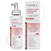 Nasola Crepe Erase Advanced Body Repair Treatment Lotion with Retinol and Hibiscus, Hyaluronic Acid, Vitamin C, E, A, Niacinamide Skin Tightening & Lifting Cream Moisturizer for Dry Aging Skin 10.14Oz