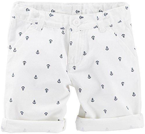 Short Bermuda fille motifs ancres marine taille 6X en coton