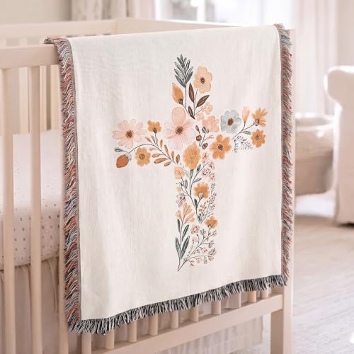 Fanfanwin Floral Cross Woven Blanket Chenille for...