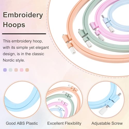 Image of PATIKIL 3 Pieces 3.1 inch x 3.9 inch Oval Embroidery Hoops, Adjustable Cross Stitch Hoops Ring ABS Plastic Embroidery Frame Punch Needle Hoop for Sewing, Needlework, DIY Craft, Blue