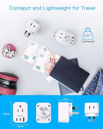US to Australia New Zealand Power Plug Adapter, Australia Travel Adapter with 2 Outlets 3 USB Ports(2 USB C), Type I Plug Adapter for USA to Australian AU China Argentina Fiji, 2 Pack - Image 5