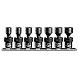 Steel Vision 7PCS 3/8' SAE Impact Swivel Socket Set, Universal Swivel Sockets 3/8' Drive, 6-Point, 3/8'-3/4', Cr-Mo, Impact socket swivel set, Wobble Socket Set, Universal Joint Socket Set